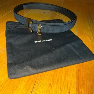 Saint Laurent Black Belt with Gold Buckle